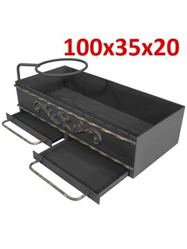Жаровня  1000х350х200 с зольниками и колосником, Толщина стали жаровни: 4